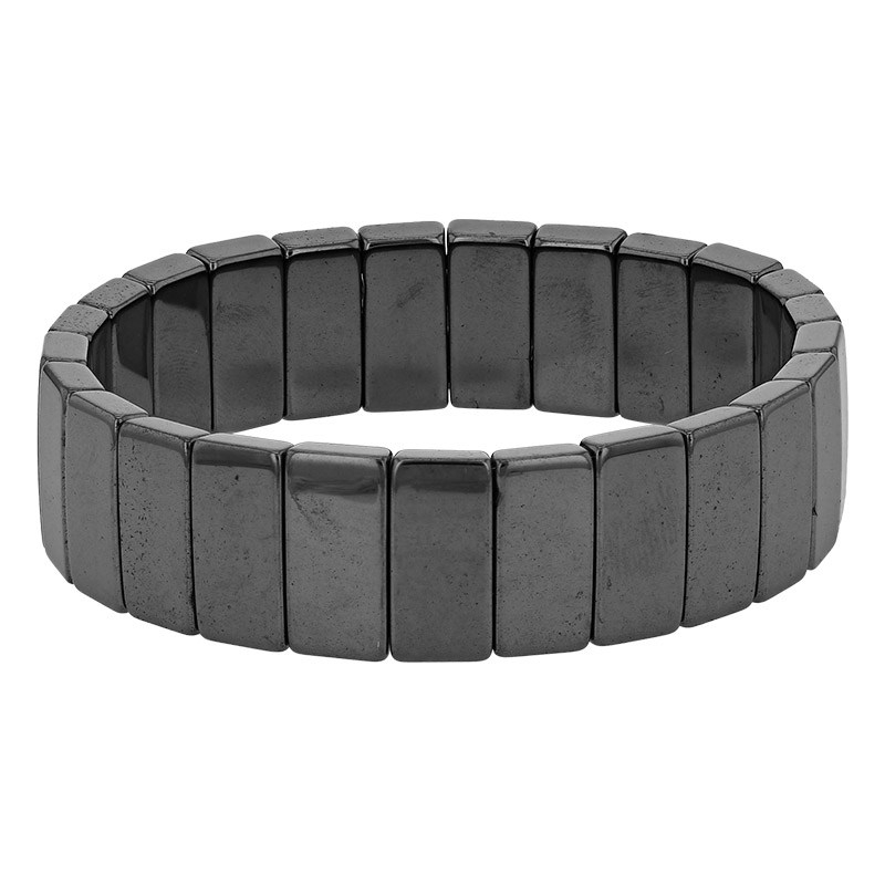Bracelet élastique rectangles en hématite