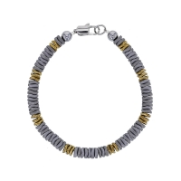 Bracelet en acier avec hématites dorées et argentées