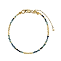 Bracelet en acier doré et perles de verre Miyuki tourmaline bleue