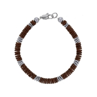 Bracelet en acier et hématites marrons et argentées