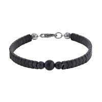 Bracelet en acier et hématites mates gris foncé