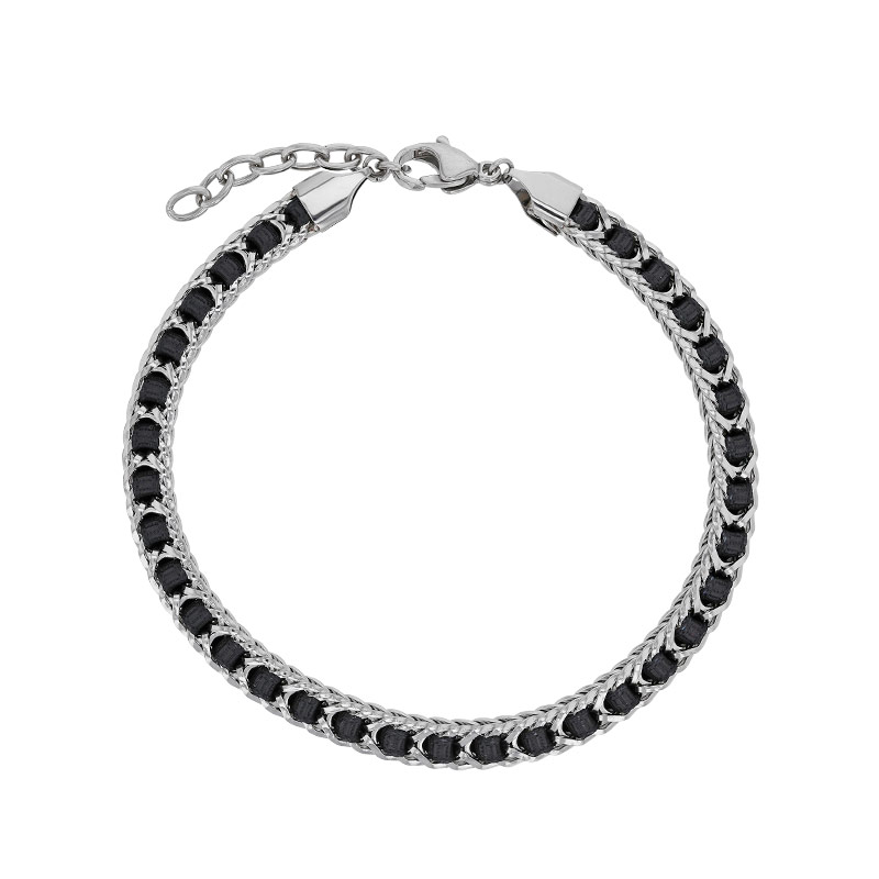 Bracelet en acier et nylon noir
