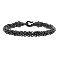 Bracelet en acier noir à mailles serrées, 21 cm