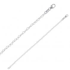 Bracelet en argent 925/1000 avec chaine légère et petits coeurs