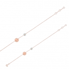 Bracelet en argent 925/1000 bicolore : doré rose avec deux boutons