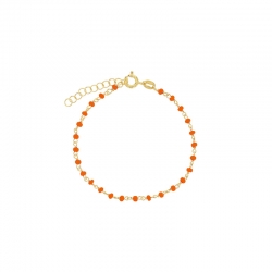 Bracelet en argent 925/1000 doré avec perles de verre orange