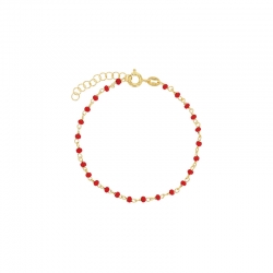 Bracelet en argent 925/1000 doré avec perles de verre rouge