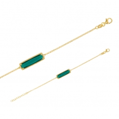 Bracelet en argent 925/1000 doré avec rectangle en cristal vert émeraude