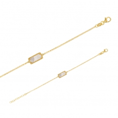 Bracelet en argent 925/1000 doré avec rectangle en nacre