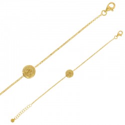 Bracelet en Argent 925/1000 doré motif rond avec Fleur de Lys