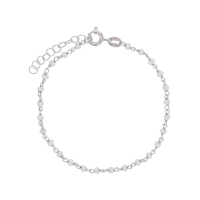 Bracelet en argent 925/1000 platiné avec perles de verre blanc