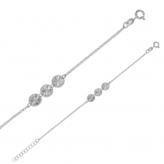 Bracelet en argent 925/1000 platiné LUNA avec formes rondes et motifs rayons de soleil