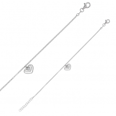 Bracelet en argent 925/1000 rhodié - coeurs ajourés avec oxydes de zirconium