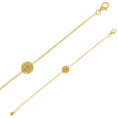 Bracelet en Argent 925/1000 rhodié motif rond avec Fleur de Lys