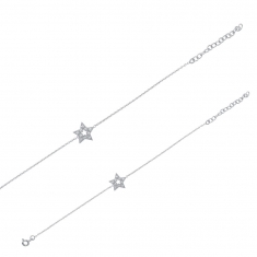 Bracelet en argent 925/1000 rhodié orné d'une étoile avec oxydes de zirconium