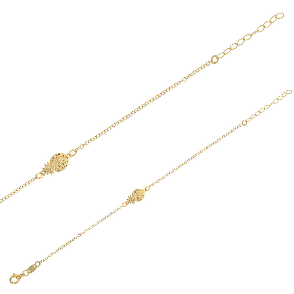 Bracelet en argent 925/1000 doré avec ananas