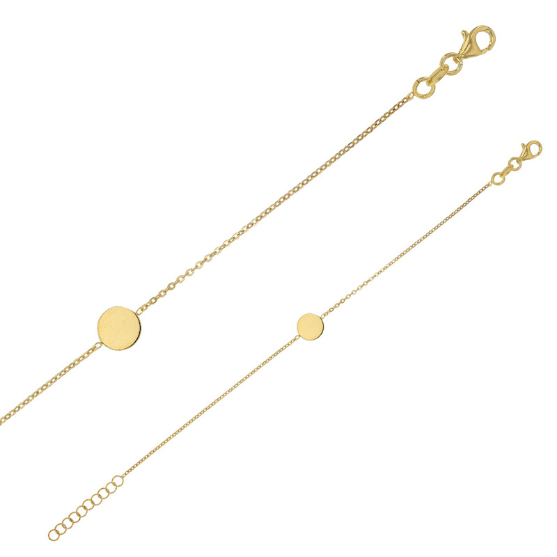 Bracelet en argent 925/1000 doré avec forme ronde