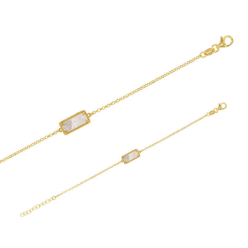 Bracelet en argent 925/1000 doré avec rectangle en nacre