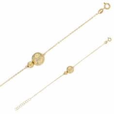 Bracelet en argent doré rhodié 925/1000 2 boules martelées