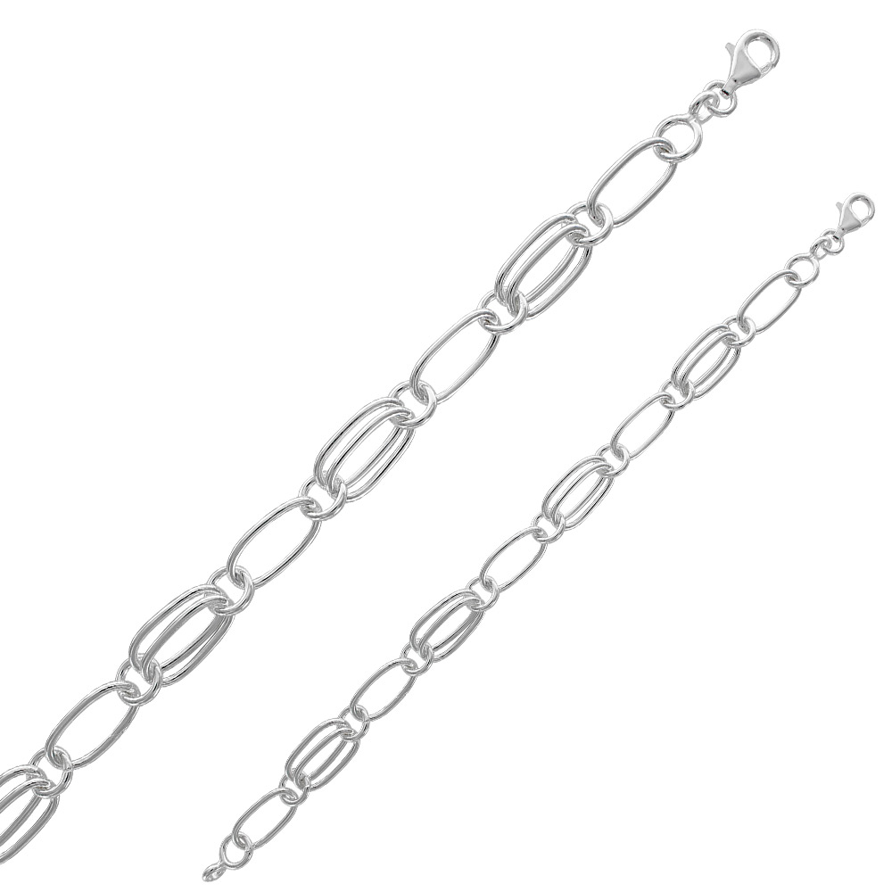 Bracelet en argent 925/1000 - maille ovale alternée ronde