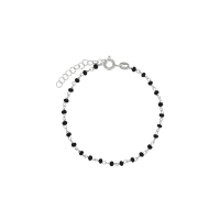 Bracelet en argent 925/1000 platiné avec perles de verre blanc