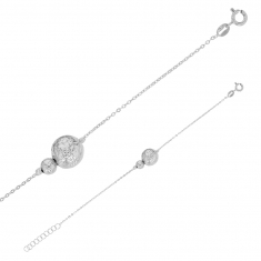 Bracelet en argent rhodié 925/1000 2 boules martelées