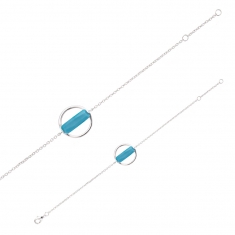 Bracelet en Argent rhodié 925/1000 cercle avec pierre synthétique de couleur turquoise