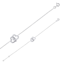 Bracelet en argent rhodié 925/1000 - coeurs entrelacés avec oxydes de zirconium