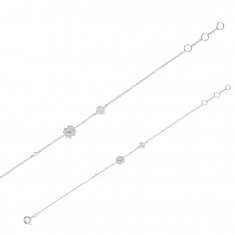 Bracelet en argent rhodié 925/1000 - fleurs avec oxyde de zirconium