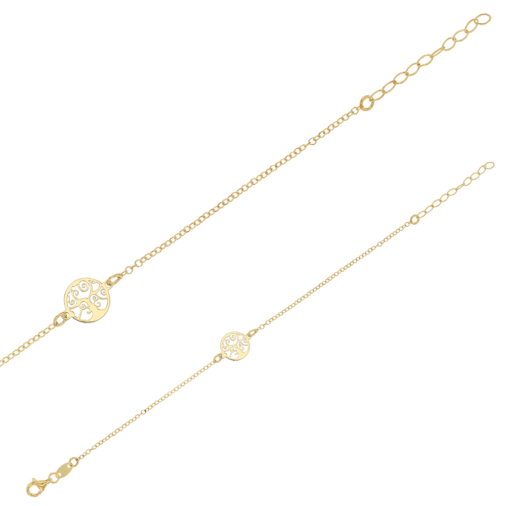 Bracelet en argent 925/1000 rhodié avec arbre de vie ajouré