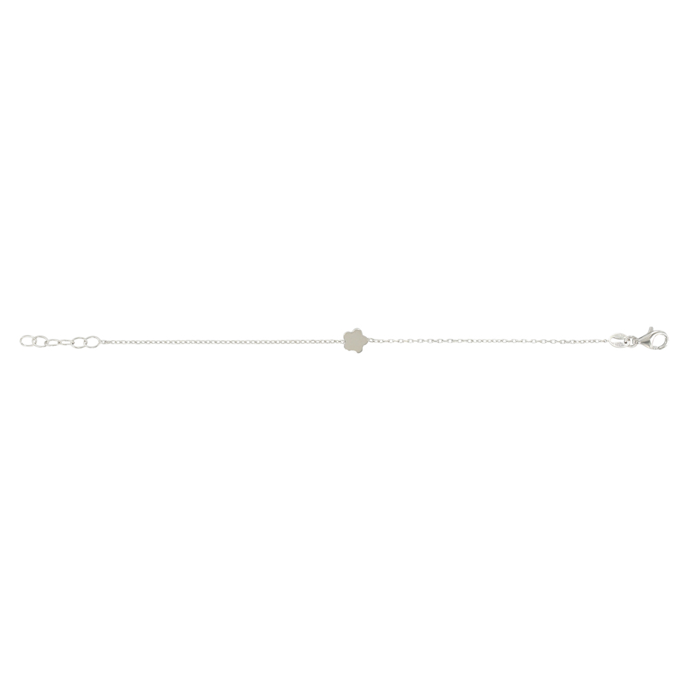 Bracelet en argent rhodié avec fleur