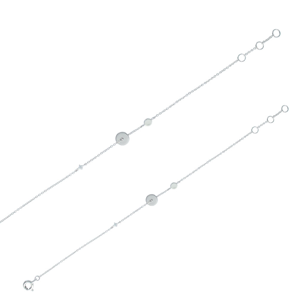 Bracelet en argent rhodié 925/1000 avec plusieurs cercles et une pierre d'oxyde de zirconium