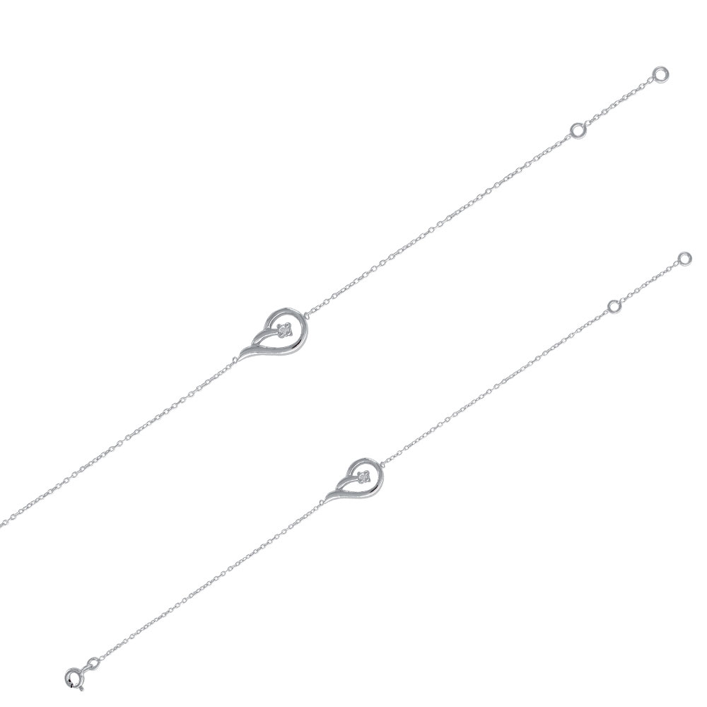 Bracelet en argent rhodié 925/1000 en forme d'aile avec oxyde de zirconium