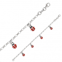 Bracelet en argent rhodié orné de coccinelles