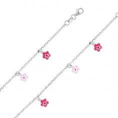 Bracelet en argent rhodié orné de petites fleurs