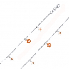 Bracelet en argent rhodié orné de petites fleurs