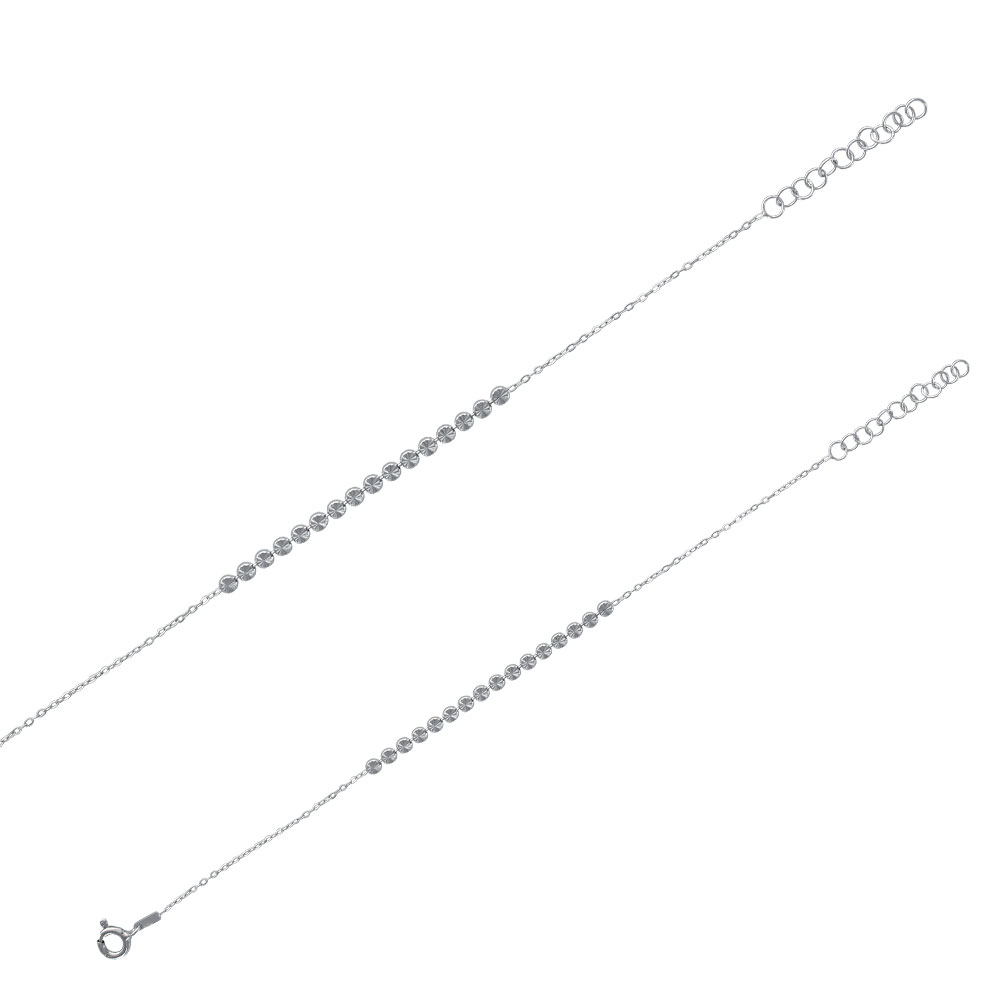 Bracelet en argent rhodié 925/1000 - petits ronds brillants
