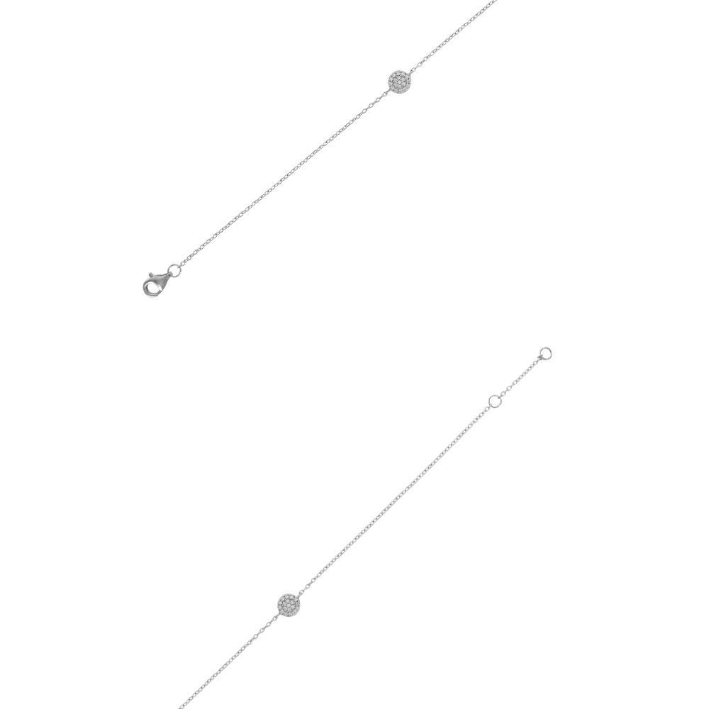Bracelet en argent 925/1000 rhodié rond avec oxydes de zirconium