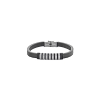 Bracelet en cuir de bovin orné d'éléments en acier