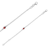 Bracelet en émail coccinelle rouge, argent 925/1000 rhodié
