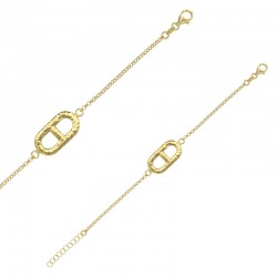 Bracelet en maille marine plate martelée, argent 925/1000