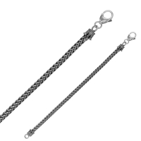 Bracelet en maille spiga et motifs couronnes en argent 925/1000 rhodié