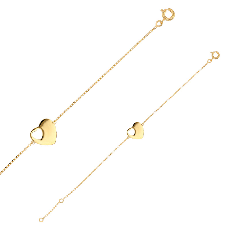 Bracelet en plaqué or, ajourés d'un coeur