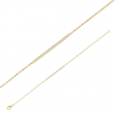 Bracelet en Plaqué Or avec barre d'oxydes de zirconium