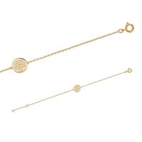 Bracelet en plaqué or avec rond orné d'un Arbre de vie gravé