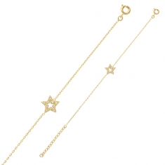 Bracelet en Plaqué Or Etoile avec oxydes de zirconium