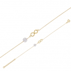 Bracelet en plaqué or symbole infini avec boule en cristal