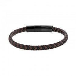 Bracelet en synthétique noir tressé, avec fermoir en acier