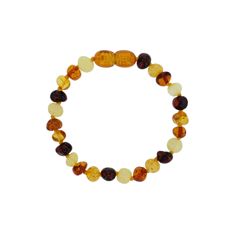 Bracelet enfant pierres d'Ambre cerise, cognac, miel et citrine, fermoir à vis