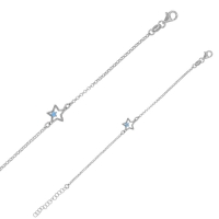 Bracelet étoiles ajourées, émail bleu turquoise en argent 925/1000 rhodié